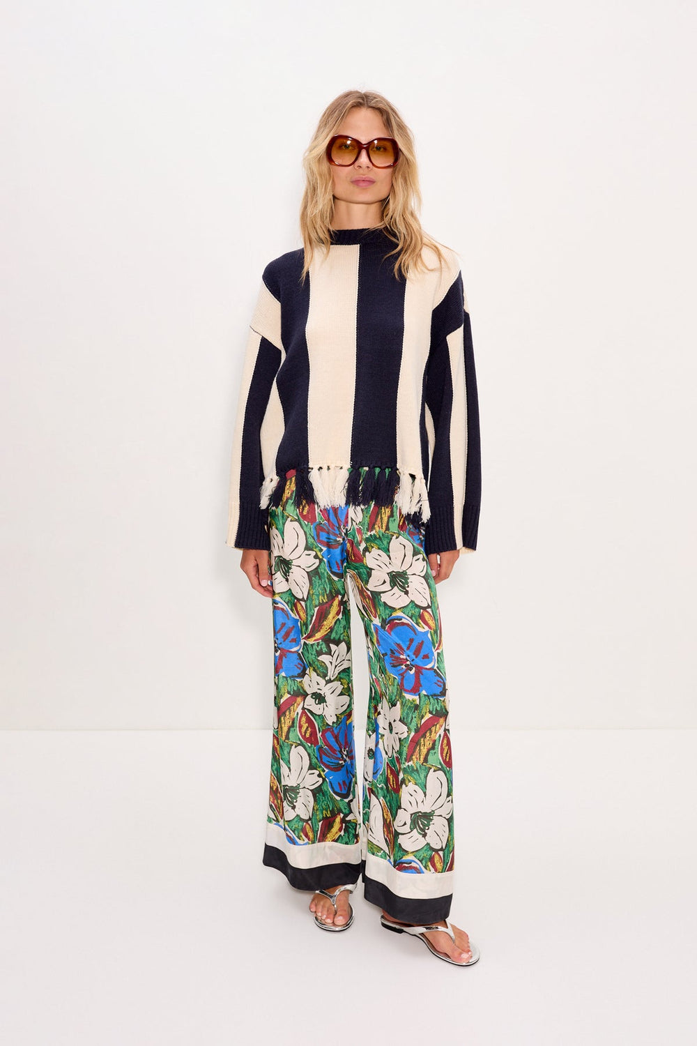 Faye Tassel Sweater | Simon Miller Navy/Cream