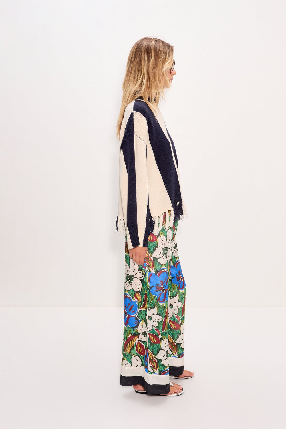 Faye Tassel Sweater | Simon Miller Navy/Cream