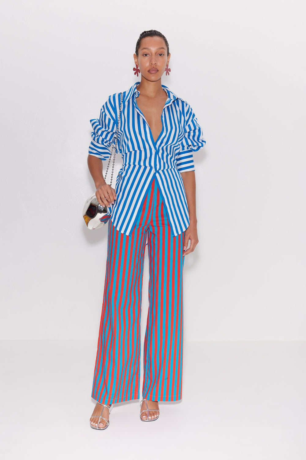 Pia Striped Poplin Pant | Simon Miller BLUE/PAPRIKA STRIPE