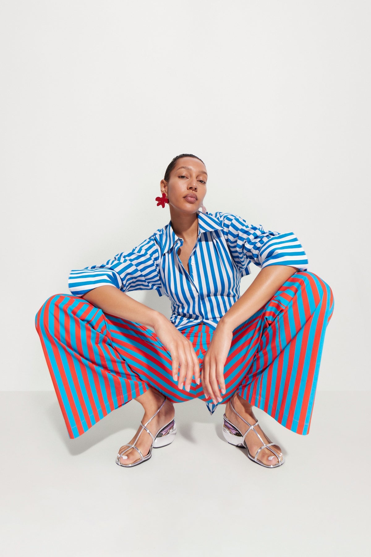 Pia Striped Poplin Pant | Simon Miller BLUE/PAPRIKA STRIPE
