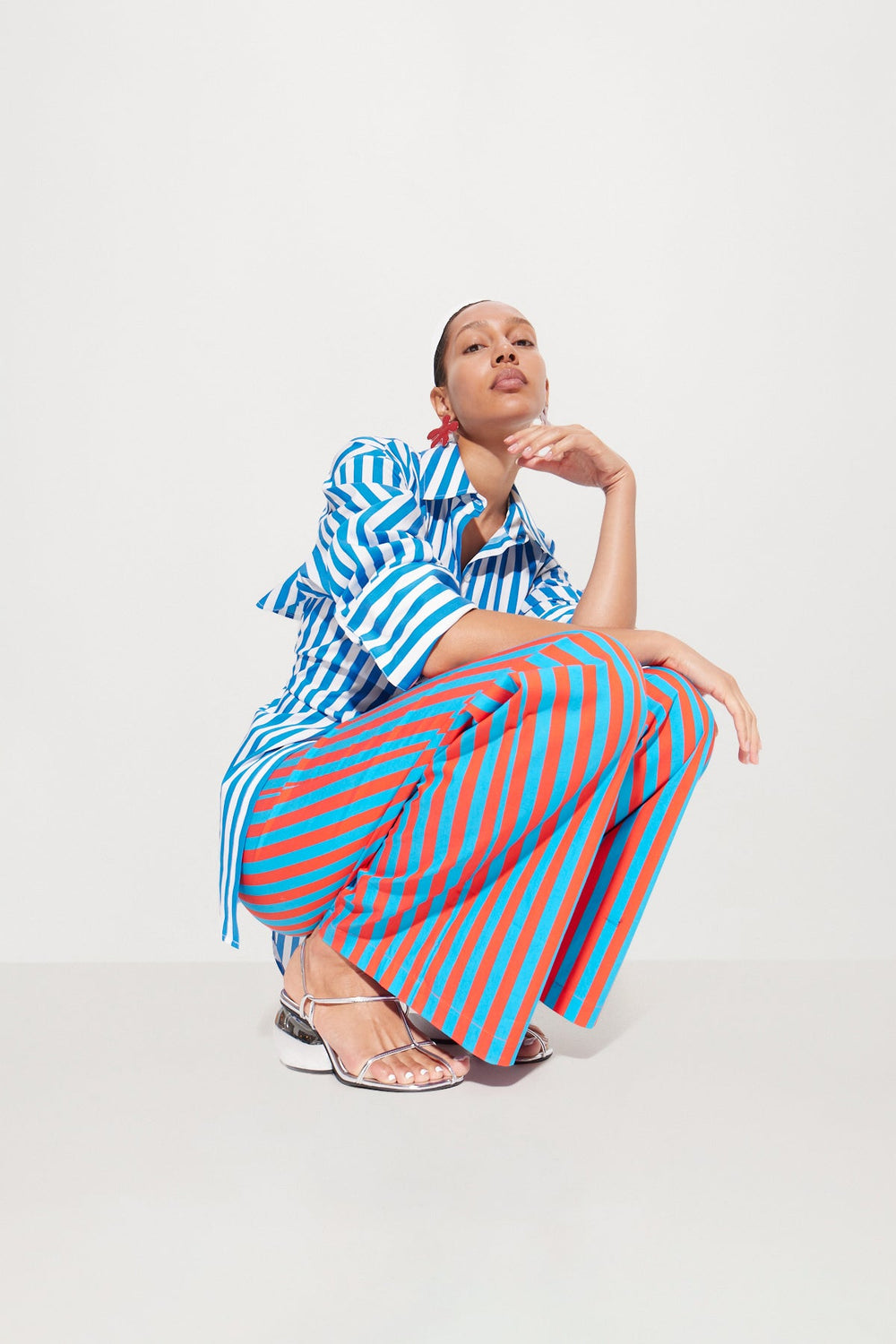 Pia Striped Poplin Pant | Simon Miller BLUE/PAPRIKA STRIPE