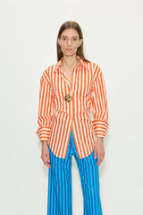Loch Poplin Button Up | Simon Miller CORAL CABANA STRIPE