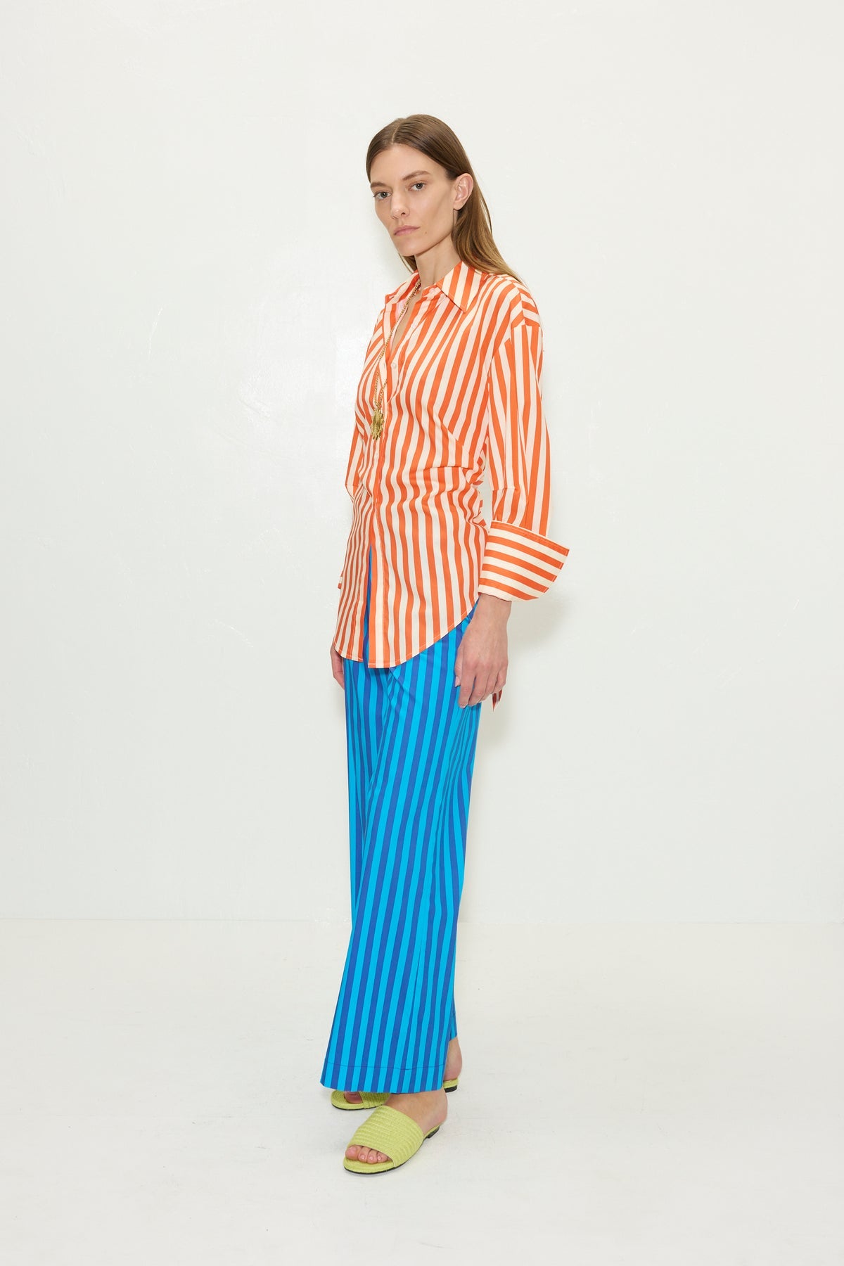 Loch Poplin Button Up | Simon Miller CORAL CABANA STRIPE