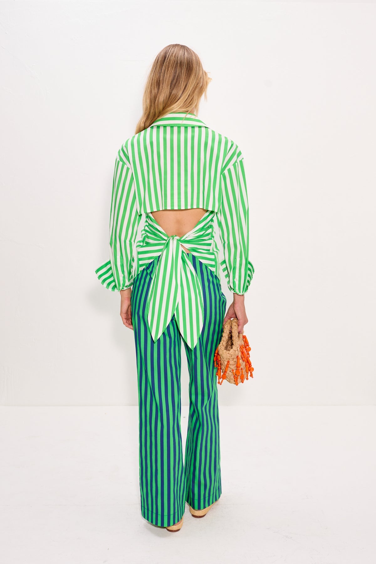 Loch Poplin Button Up | Simon Miller Grass Green/Macadamia