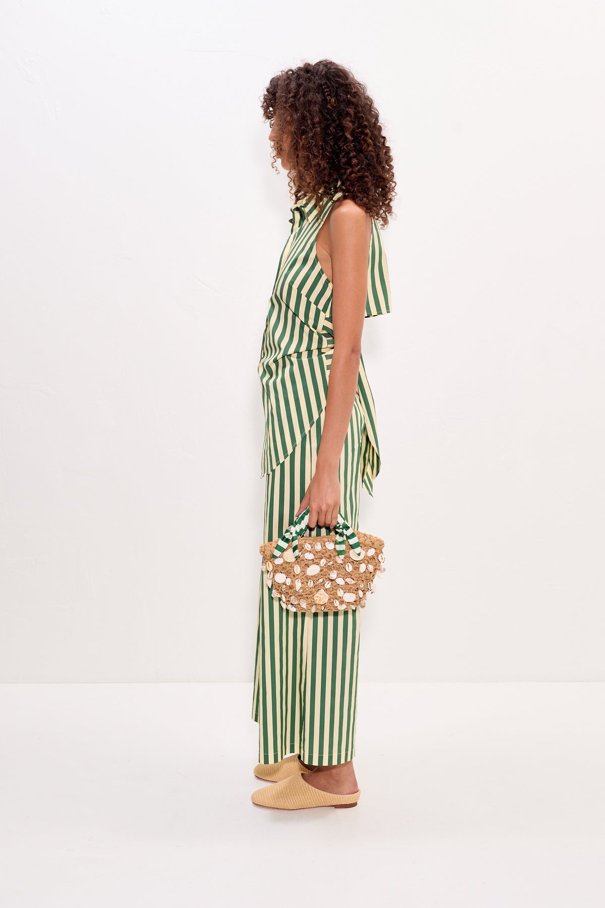 Loch Sleeveless Poplin Button Up | Simon Miller Gummy Green/Ecru