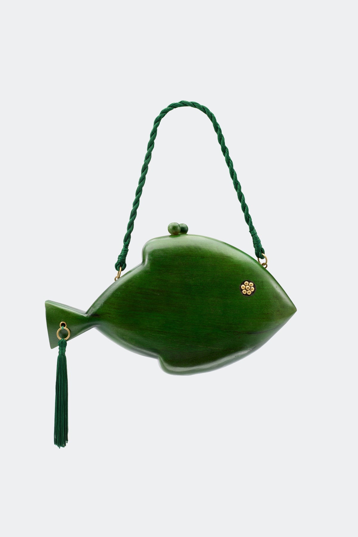 Carved Wooden Fish Clutch | Simon Miller Gummy Green