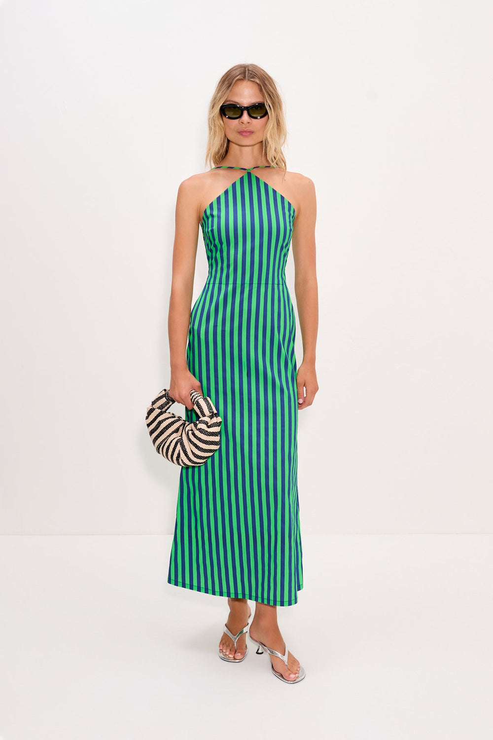 Kit Poplin Dress | Simon Miller Navy/Grass Green