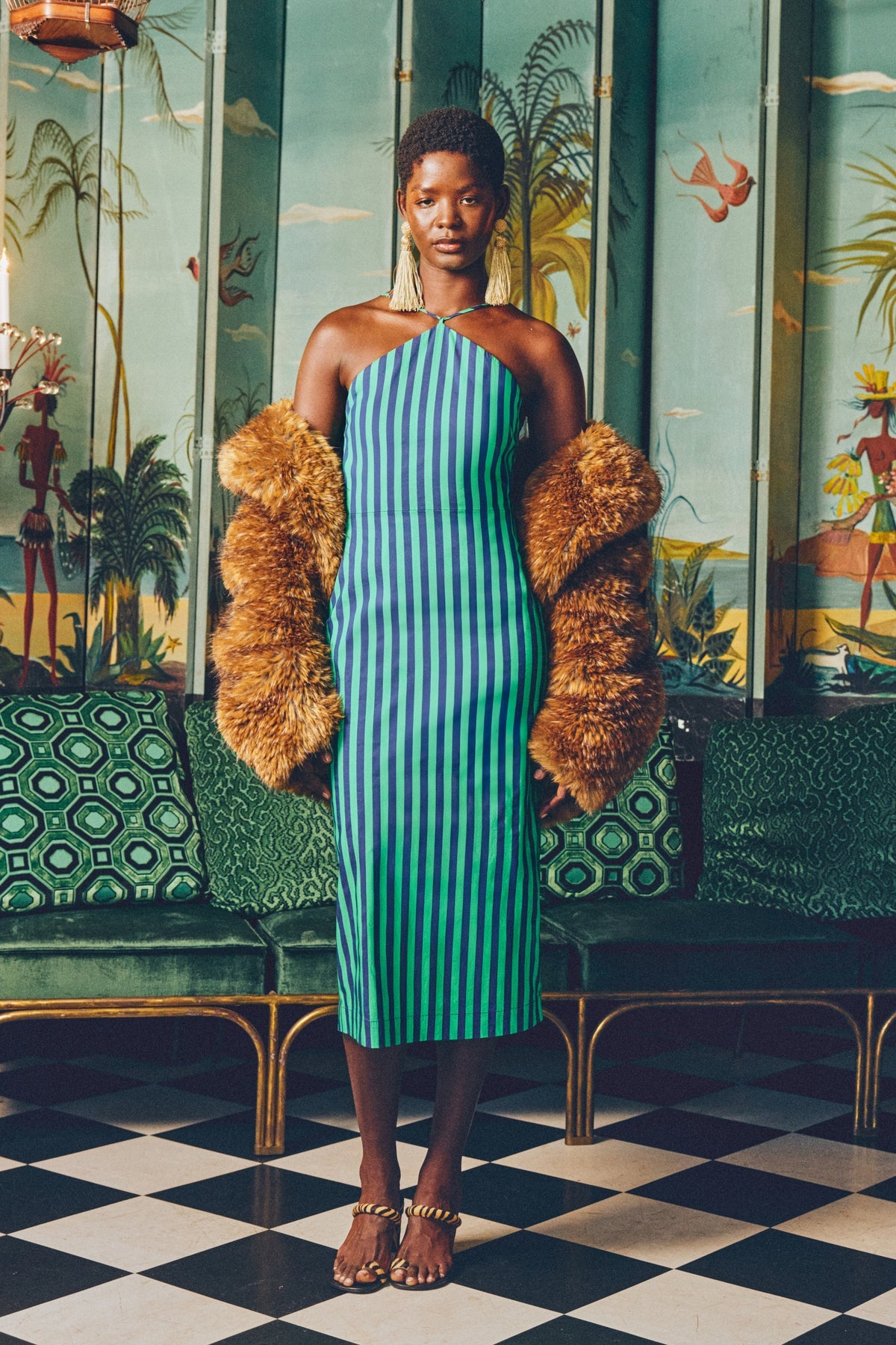 Kit Poplin Dress | Simon Miller Navy/Grass Green