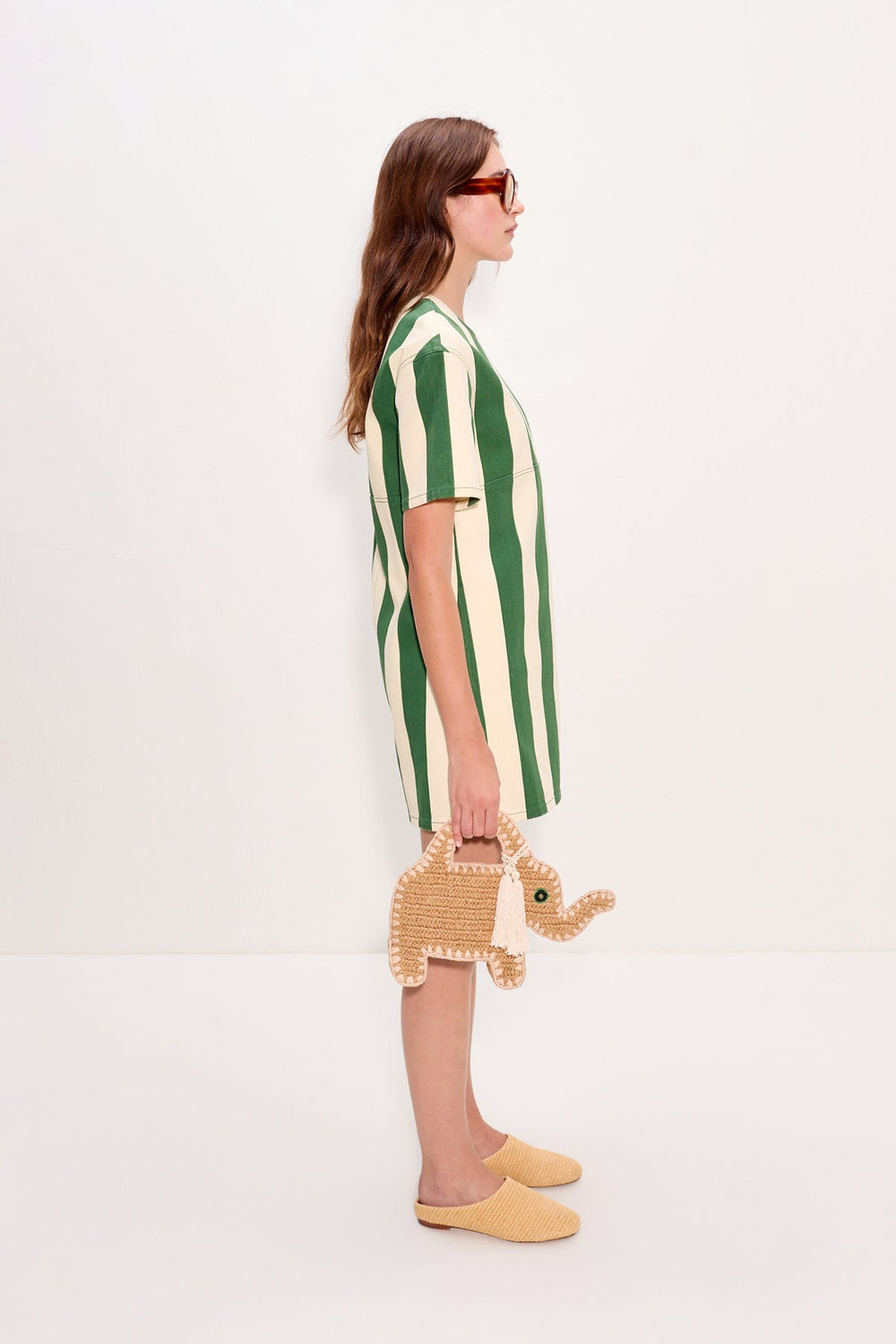 Sahara Short Sleeve Mini Dress | Simon Miller Gummy Green/Ecru