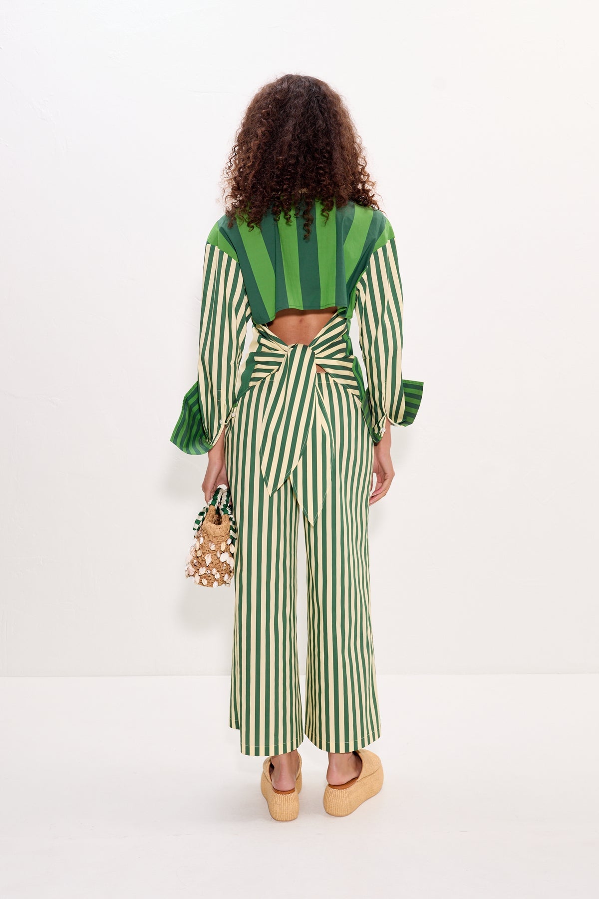 Loch Poplin Button Up | Simon Miller Green Stripe Combo