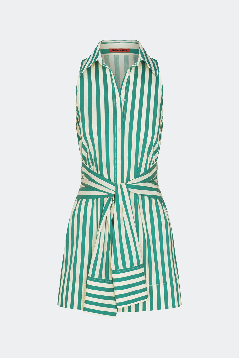 Inna Sleeveless Poplin Mini Dress | Simon Miller Teal/Cream Stripe
